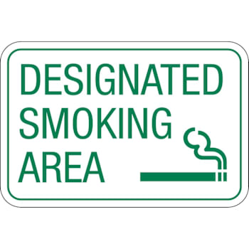 Image for Hy-Ko Desiganted Smoking Area Sign 18x12" Non-Reflective Aluminum from HD Supply