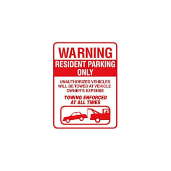 Hy-Ko Warning Resident Parking Only Sign 18x24" Non-Reflective Aluminum