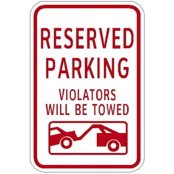 Image for Hy-Ko Reserved Parking Violator Towed Red Sign 12x18" Non-Reflective Aluminum from HD Supply