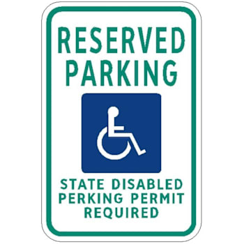 Hy-Ko Washington Reserved Disabled Permit Parking Sign 12x18" Reflective