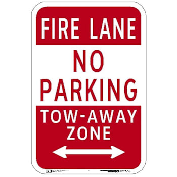 Hy-Ko Fire Lane No Parking Sign 12x18" Reflective Aluminum