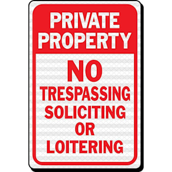 Hy-Ko Private Property No Soliciting Sign 12x18" Reflective Aluminum