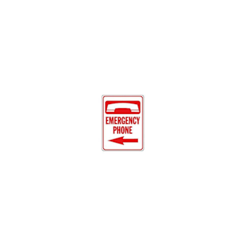 Image for Hy-Ko Emergency Phone Left Arrow Sign 18x24" Non-Reflective Aluminum from HD Supply