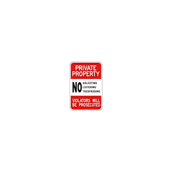 Hy-Ko Private Property No Soliciting Large Sign 18x24" Reflective Aluminum