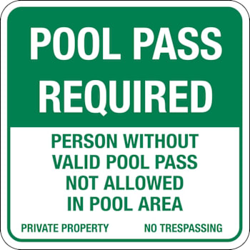 Image for Hy-Ko Pool Pass Required Sign 18x18" Non-Reflective Aluminum from HD Supply