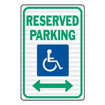 Hy-Ko Reserved Disabled Parking With Arrows Sign 12x18" Reflective Aluminum