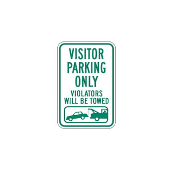 Image for Hy-Ko Visitor Parking Violators Towed Sign 12x18" Reflective Aluminum from HD Supply