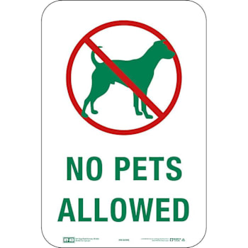 Hy-Ko 12X6" No Pets Allowed Reflective Sign