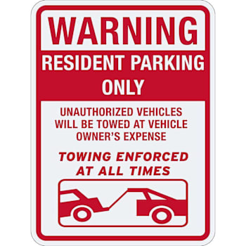 Hy-Ko Sign Reflective 18x24 Warning Resident Parking Only