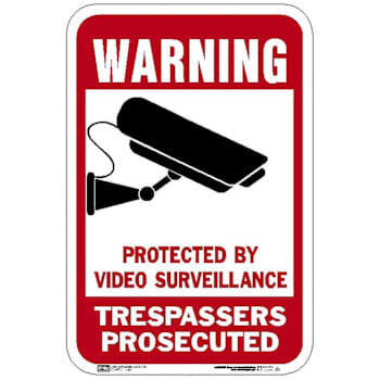 Hy-Ko Sign Aluminum 12x18 No Trespassing Protected By Video Surveillance