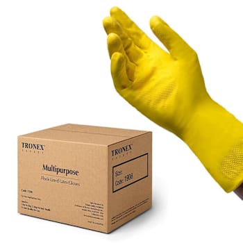 Tronex Latex Flocklined Multipurpose Gloves Yellow Size Medium Case Of 144