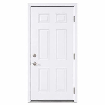Masonite 32"X80" Right Hand/Outswing White Primed Steel 6-Panel Prehung Door