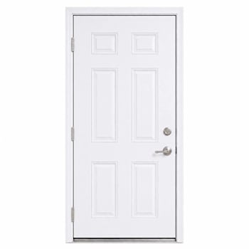 Masonite 36"X80" Left Hand/Outswing White Primed Steel 6-Panel Prehung Door