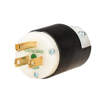 Hubbell Wiring Edgeconnect 15a Hospital Grade Straight Blade Plug, Black/White
