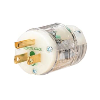 Hubbell Wiring Edgeconnect 15 Amp Hospital Grade Straight Blade Plug, Clear