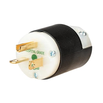 Hubbell Wiring Edgeconnect 20a Hospital Grade Straight Blade Plug, Black/White