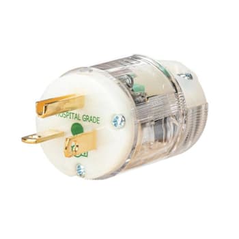 Hubbell Wiring Edgeconnect 20 Amp Hospital Grade Straight Blade Plug, Clear