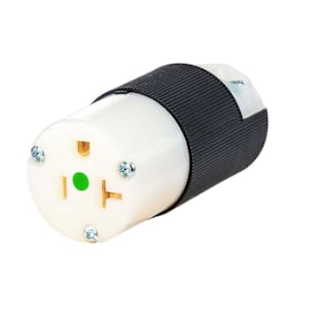Hubbell Wiring Edgeconnect 20a Hospital Straight Blade Connector, Black/White