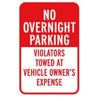 Hy-Ko Brands 12x18 No Overnight Parking Reflective Sign