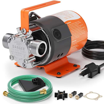 ELEGRP Water Transfer Pump 115V 1/10HP 380GPH W/ 6ft Suction Hose Kit