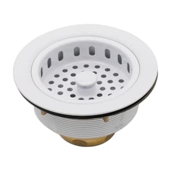 WESTBRASS 3-1/2 in. Post Basket Kitchen Strainer Assembly in Powder Coated White