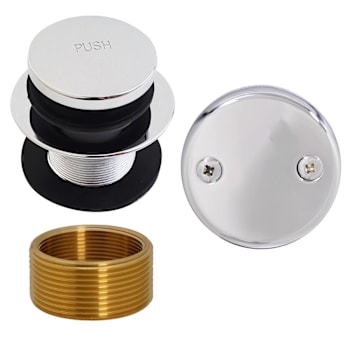 WESTBRASS Universal Tip-Toe Bathtub Drain w/2-Hole Faceplate in Chrome