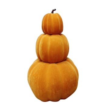 Haunted Hill Farm Flocked Pumpkin Stack With Stakes, Indoors & Covered Outdoors