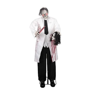 Haunted Hill Farm 5'7" Animated Zombie With Bloody Knife & Decapitated Head