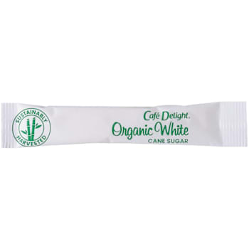 Cafe Delight Organic White - Natural Cane Sugar Stick Case Of 2000