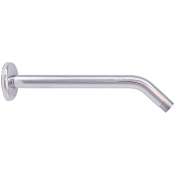WESTBRASS 1/2" IPS x 10" Brass Shower Arm w/ Sure Grip Flange, Polished Chrome