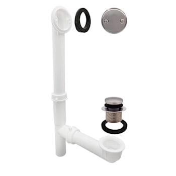 WESTBRASS Tubular Tip-Toe Bath Drain Waste Kit w/ 2-Hole Faceplate, Satin Nickel