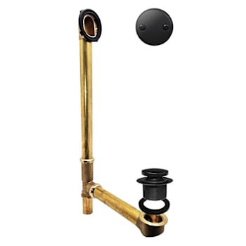 WESTBRASS 22" 17-Gauge Brass Tip-Toe Bath Drain Waste & Overflow Kit Matte Black