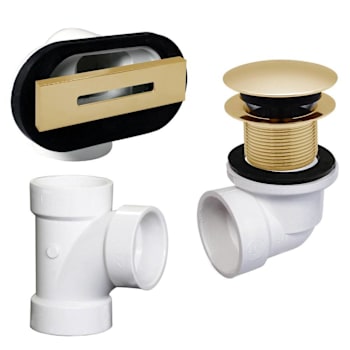 WESTBRASS Sch 40 PVC Linear Overflow Tip-Toe Bath Drain Half-Kit Polished Brass