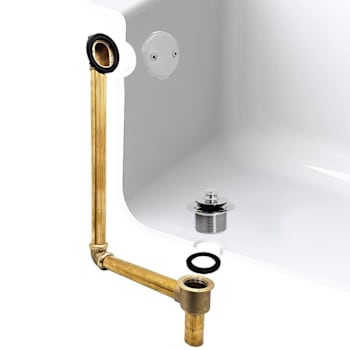 WESTBRASS Direct-Connect Brass Tubular Lift & Turn Bath Drain Waste Kit Chrome
