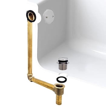 WESTBRASS Direct-Connect Brass Tubular Tip-Toe Drain Waste Kit Faceplate Chrome
