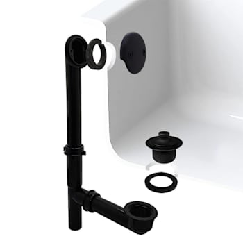 WESTBRASS Black Tubular Lift & Turn Bath Drain Waste Kit Faceplate Matte Black