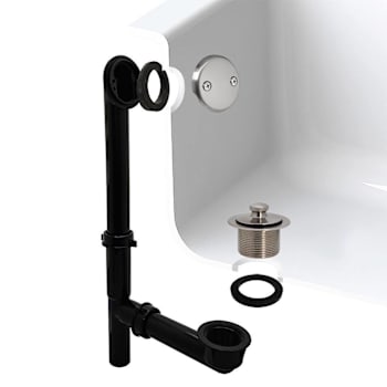 WESTBRASS Black Tubular Pull & Drain Bath Waste Kit w/ Faceplate Satin Nickel