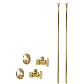 WESTBRASS Faucet Supply Line Kit w/ 2 Risers & 2 Angle Valves, Polished Brass