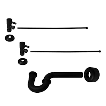 WESTBRASS Pedestal Sink Supply Line, Lever Valve and P-Trap Kit, Matte Black