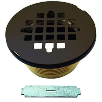 WESTBRASS 2" No-Caulk Brass Shower Drain with 4-1/4" Oil Rubbed Bronze Strainer
