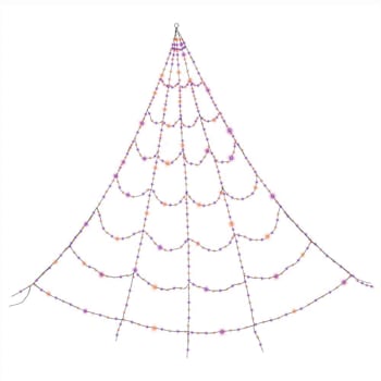 Haunted Hill Farm 12-Ft. Prelit Spider Web With 3 Multicolor Light Functions