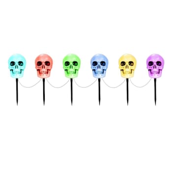 Haunted Hill Farm 12" Skull Stakes With Lights