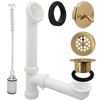 WESTBRASS Tubular Trip Lever Drain Waste Kit  2Hole Faceplate Champagne Gold
