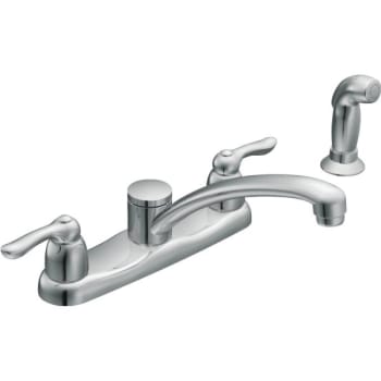 Moen Chateau Two-Handle Low Arc Kitchen Faucet With Spray Chrome