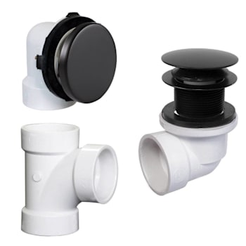 WESTBRASS Sch 40 PVC Tip-Toe Bath Waste Drain & Overflow Half-Kit Matte Black