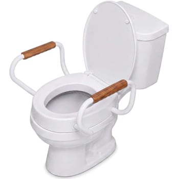 Lunderg Solva Round Raised White Toilet Seat With Handles
