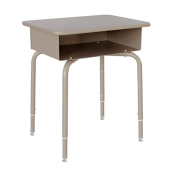 Flash Furniture Billie Student Desk Open Front Metal Book Box Granite/Silver