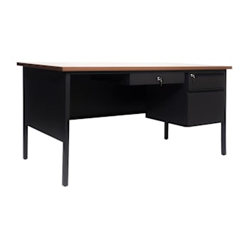 Flash Furniture Cambridge 30x60 Right Pedestal Desk Walnut Top/Black Frame