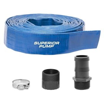Superior Pump 25' x 1-1/2" Lay-Flat Hose Kit