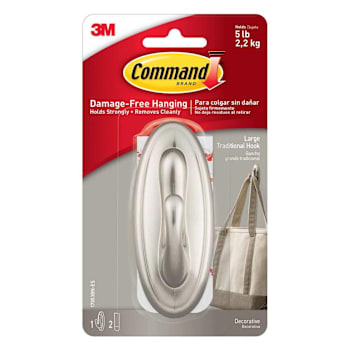 Command™ Traditional Hook 17053BN Large Brushed Nickel 1 Hook Pack Case Of 24